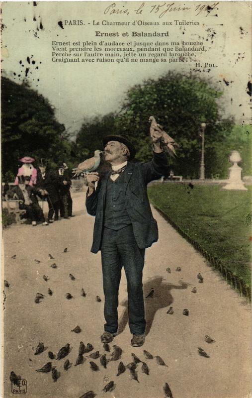 Carte postale ancienne Paris (1e) Le Charmeur d'Oiseaux Ernest et Blandard à Paris 1er