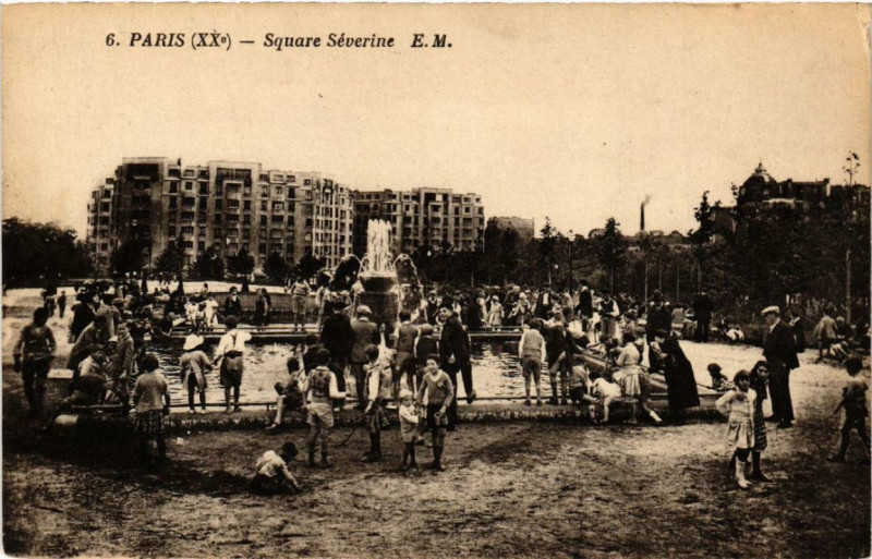 Carte postale ancienne Square Séverine à Paris 20e
