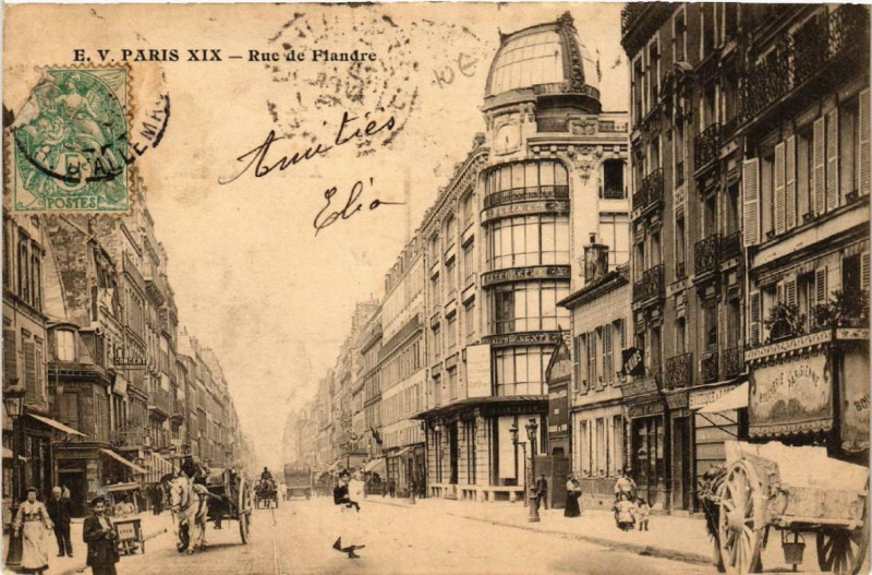 Carte postale ancienne Rue de Flandre à Paris 19e