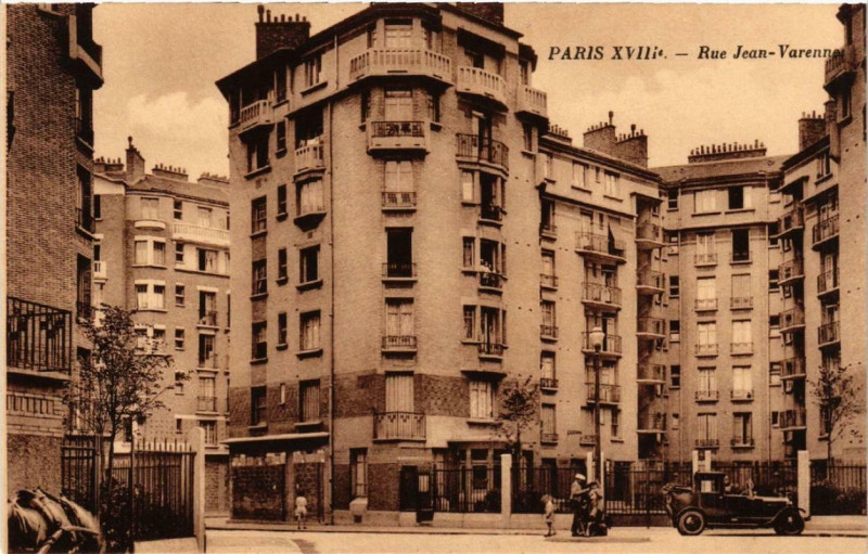 Carte postale ancienne Rue Jean-Varenne à Paris 18e