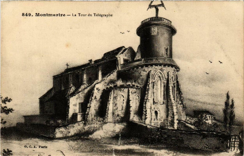 Carte postale ancienne Montmartre - La Tour du Télégraphe à Paris 18e