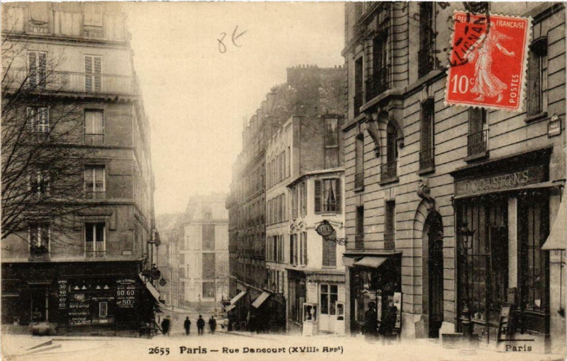 Carte postale ancienne Rue Dancourt à Paris 18e