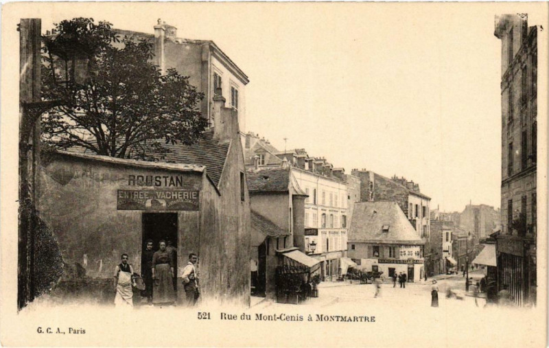 Carte postale ancienne Rue du Mont-Cenis à Montmartre à Paris 18e