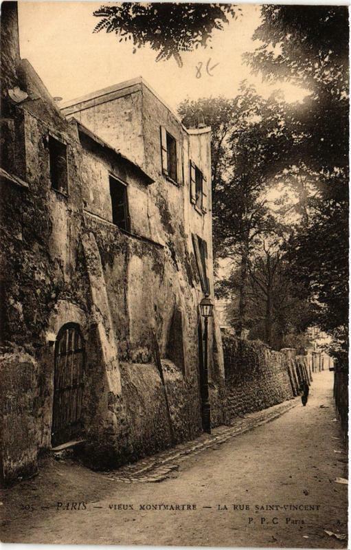 Carte postale ancienne Vieux Montmartre - La Rue Saint-Vincent à Paris 18e