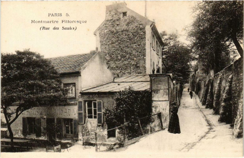 Carte postale ancienne Montmartre Pittoresque - (Rue des Saules) à Paris 18e