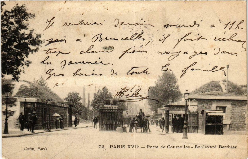 Carte postale ancienne Porte de Courcelles - Boulevard Berthier à Paris 17e