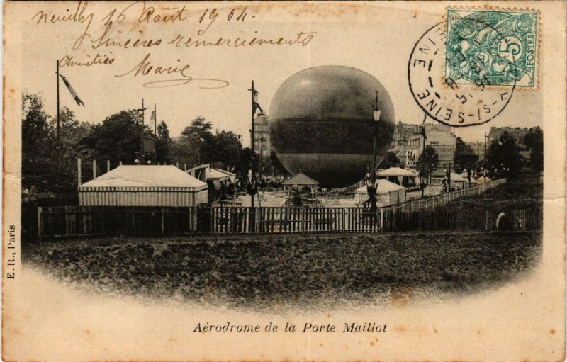 Carte postale ancienne Aérodrome de la Porte Maillot à Paris 17e