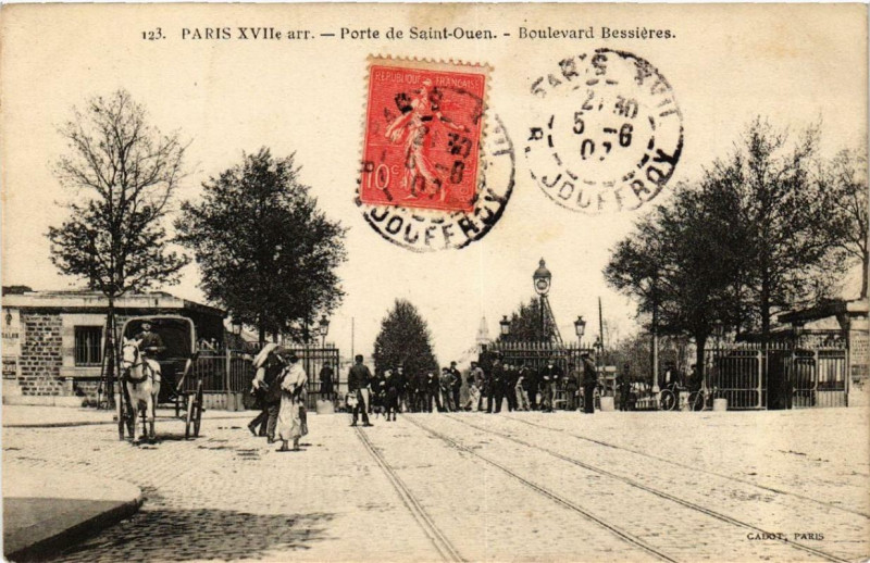 Carte postale ancienne Porte de Saint-Ouen - Boulevard Bessières à Paris 18e