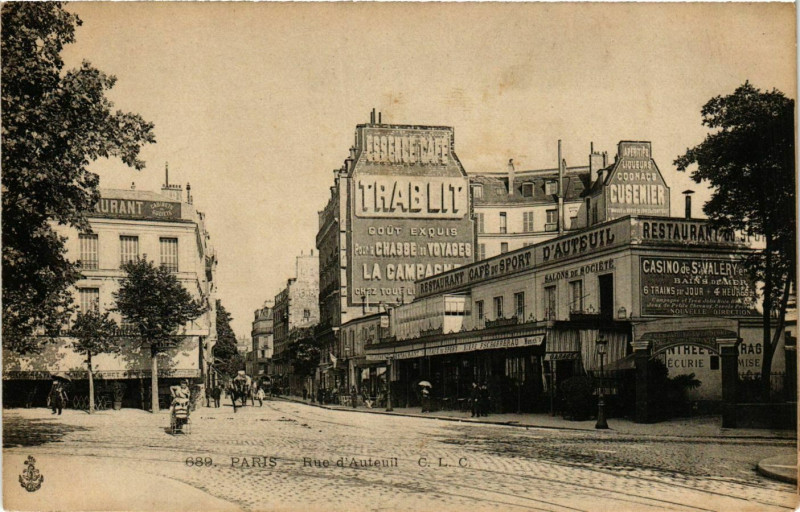 Carte postale ancienne Rue d'Auteuil à Paris 16e