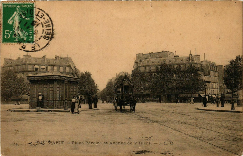 Carte postale ancienne Place Pereire et Avenue de Villiers à Paris 17e