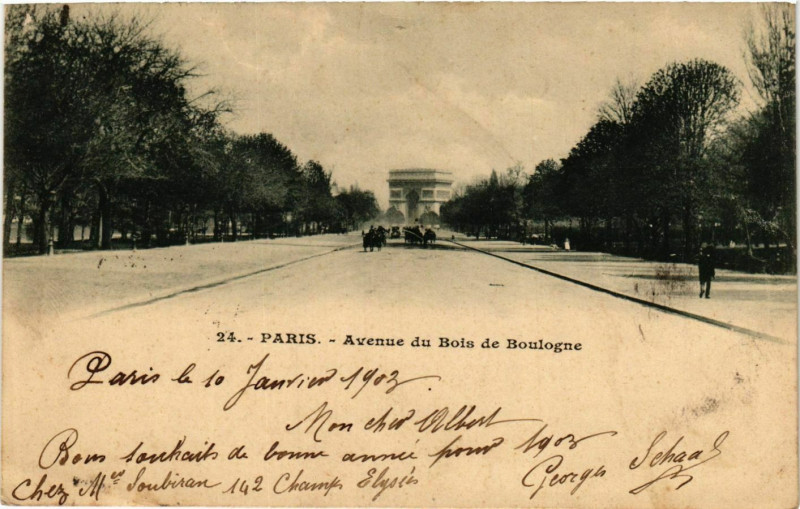Carte postale ancienne Avenue du Bois de Boulogne à Paris 16e