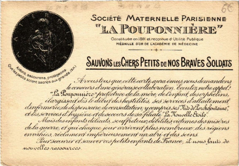 Carte postale ancienne Societe Maternelle Parisienne La Pouponniere à Versailles