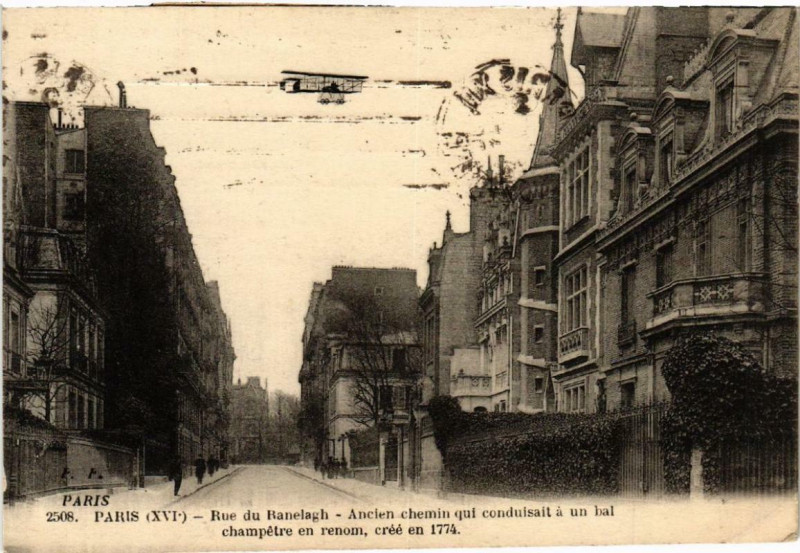 Carte postale ancienne Rue du Ranelagh à Paris 16e