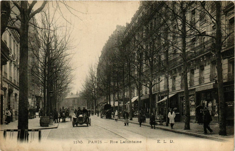 Carte postale ancienne Rue Lafontaine à Paris 16e