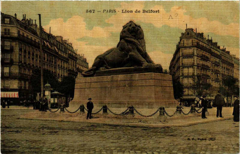 Carte postale ancienne Lion de Belfort à Paris 14e