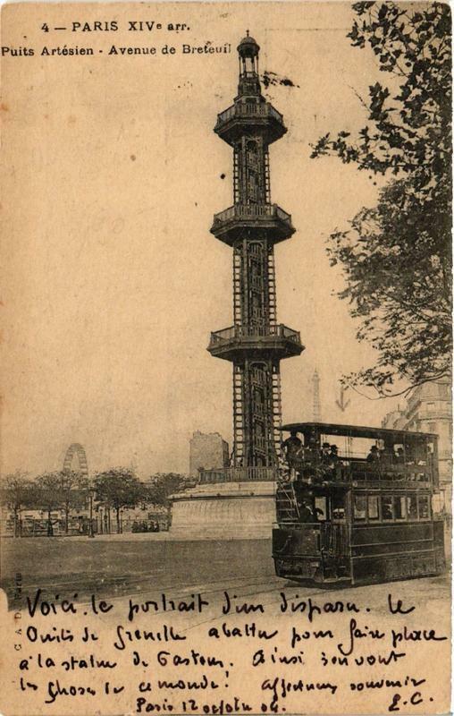 Carte postale ancienne Puits Artésien - Avenue de Breteuil à Paris 15e