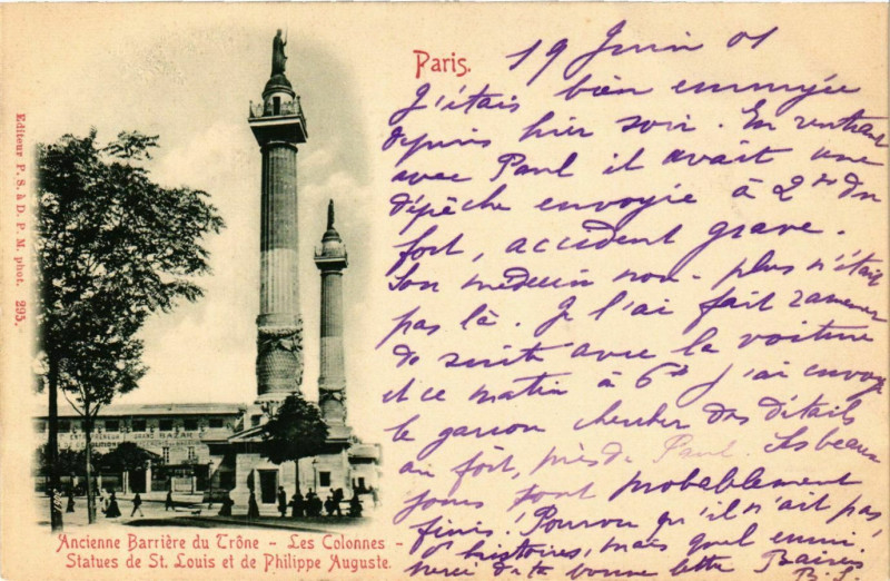 Carte postale ancienne Paris 12e Ancienne Barriere du Trone Les Colonnes à Paris 12e