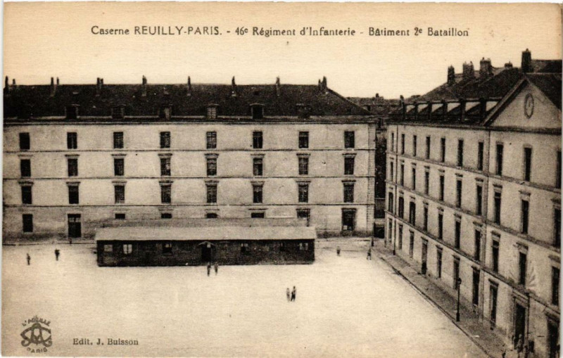 Carte postale ancienne Caserne Reuilly-Paris - 46e Régiment d'Infanterie - Bâtiment 2e Bataillon à Paris 12e