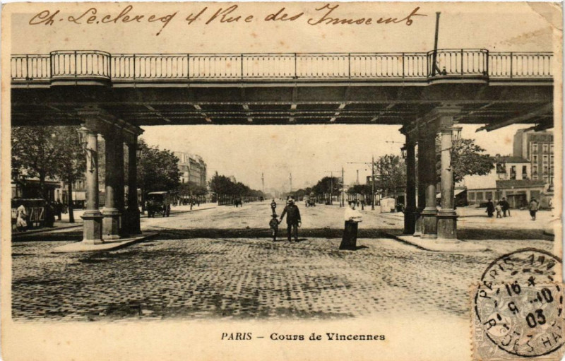 Carte postale ancienne Cours de Vincennes à Paris 12e