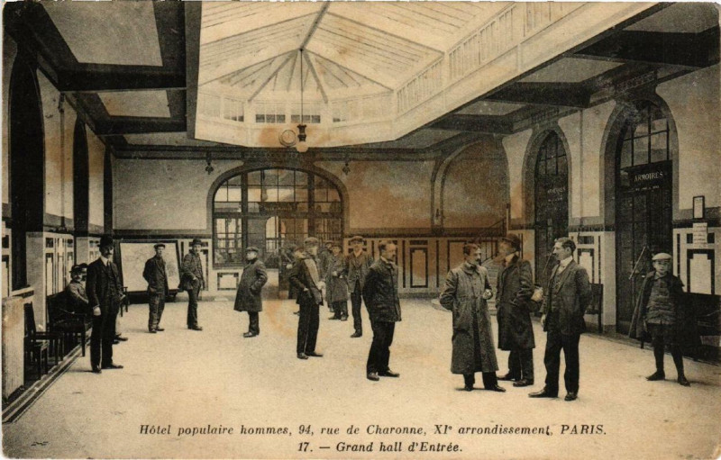 Carte postale ancienne Paris (11e) 94 rue de Charonne. Hotel populaire hommes à Paris 11e