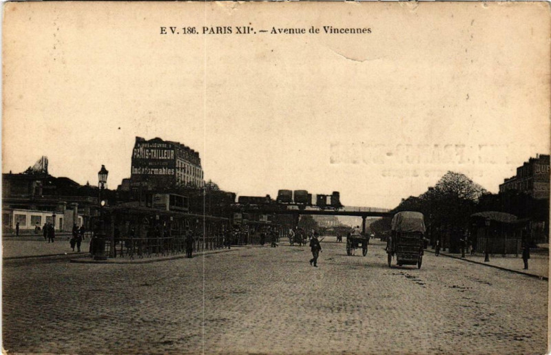 Carte postale ancienne Avenue de Vincennes à Paris 12e