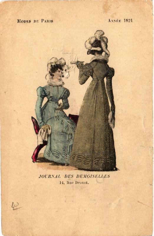 Carte postale ancienne Paris (9e) Modes de Paris. Année 1821 Journal Des Demoiselles à Paris 9e