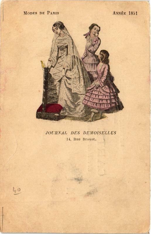 Carte postale ancienne Paris (9e) Modes de Paris. Année 1851 Journal Des Demoiselles à Paris 9e