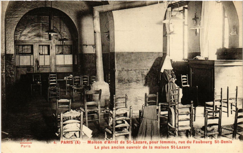 Carte postale ancienne Paris (10e) Maison d'Arret de Saint-Lazare pour femmes ancien ouvroir à Paris 10e