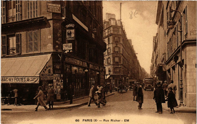 Carte postale ancienne Paris (9e) Rue Richer à Paris 9e
