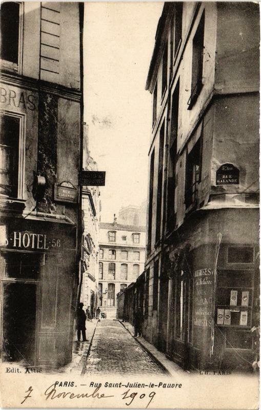 Carte postale ancienne Paris (5e) Rue Saint-Julien-le-Pauvre à Paris 5e
