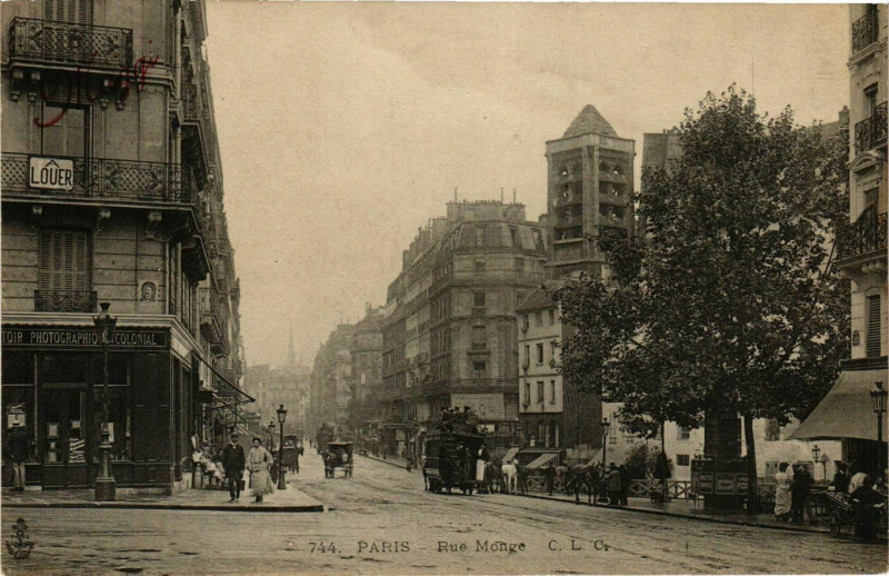 Carte postale ancienne Paris 5e Rue Monge ed. J.L.C à Paris 5e