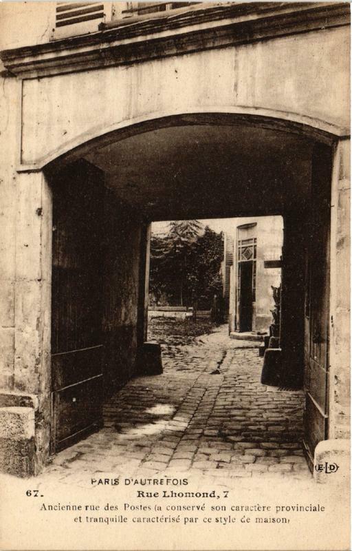 Carte postale ancienne Paris (5e) 7 Rue Lhomond Ancienne Rue des Postes à Paris 5e