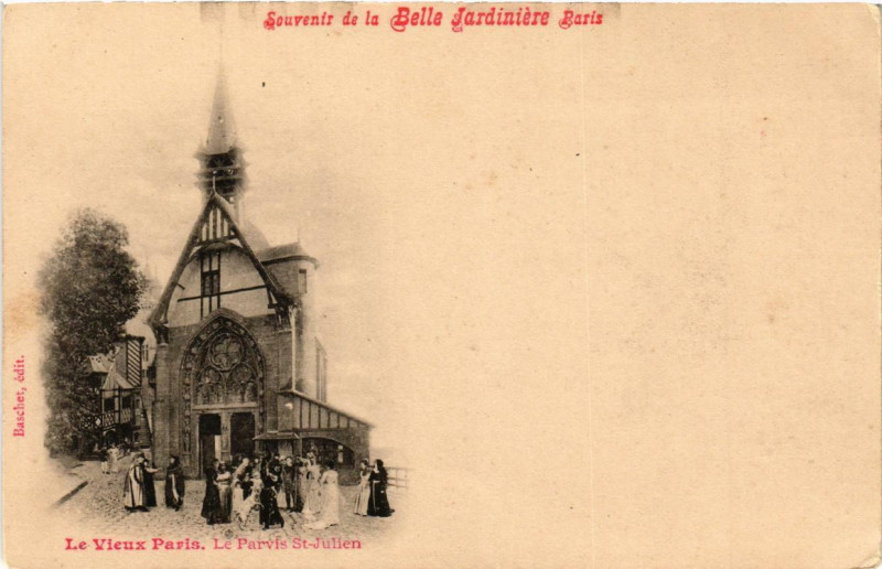 Carte postale ancienne Paris (5e) Le Vieux Paris Le Parvis Saint-Julien à Paris 5e