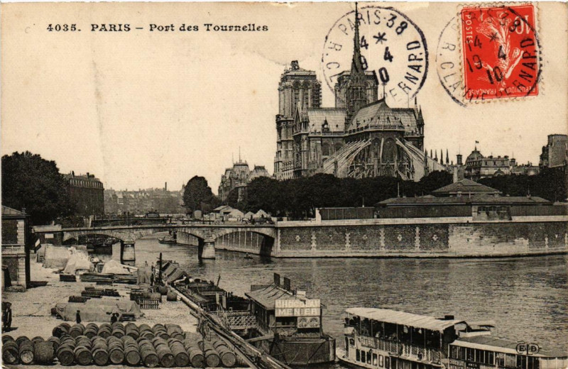 Carte postale ancienne Paris (5e) Port des Tournelles à Paris 5e