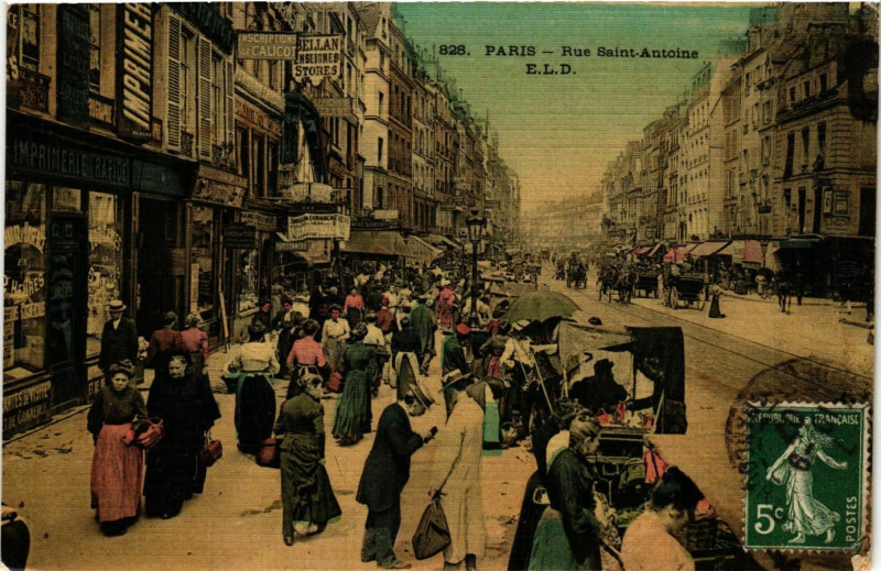 Carte postale ancienne Paris 4e Rue Saint-Antoine ed. E.L.D à Paris 4e