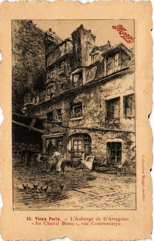 Carte postale ancienne Paris (5e) L'Auberge de d'Artagnan Rue Contrescarpe à Paris 5e