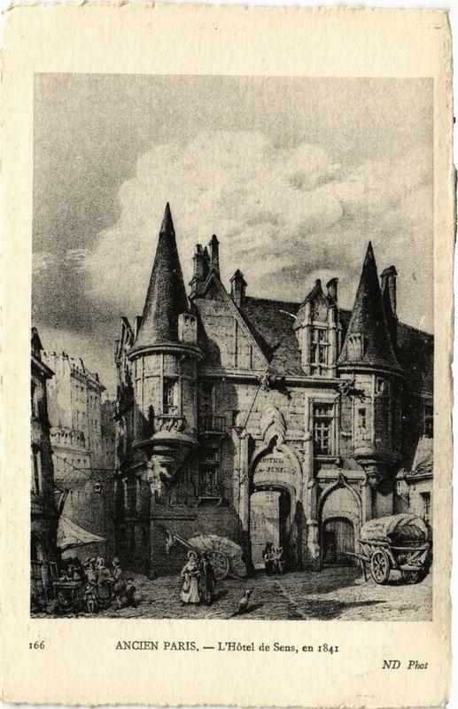Carte postale ancienne Paris (4e) L'Hotel de Sens. en 1841 à Paris 4e