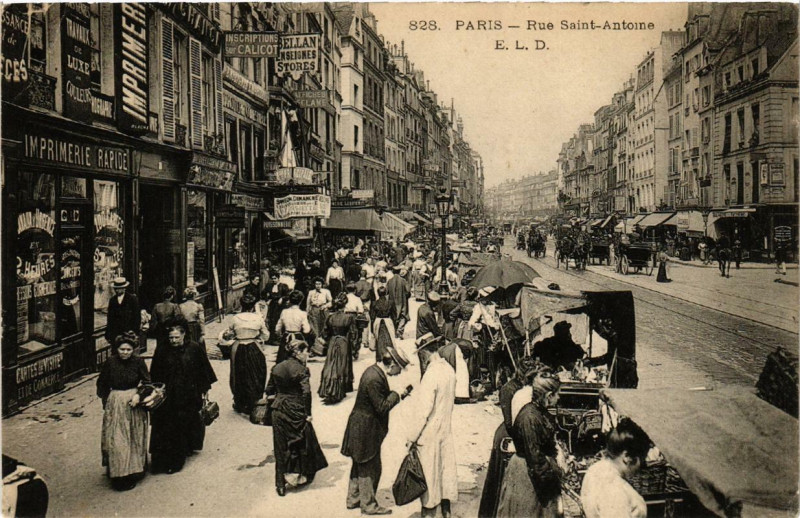 Carte postale ancienne Paris (4e) Rue Saint-Antoine à Paris 4e