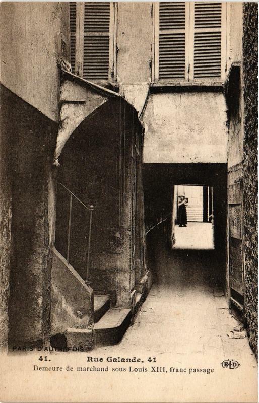 Carte postale ancienne Paris (5e) 41 Rue Galande franc passage à Paris 5e