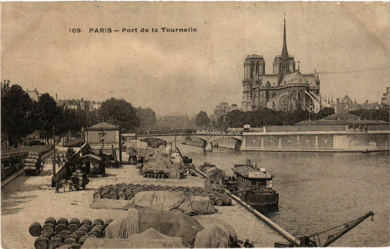 Carte postale ancienne Paris (5e) Port de la Tournelle à Paris 5e