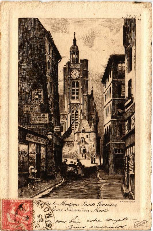 Carte postale ancienne Paris (5e) Rue de la Montagne Sainte-Genevieve à Paris 5e