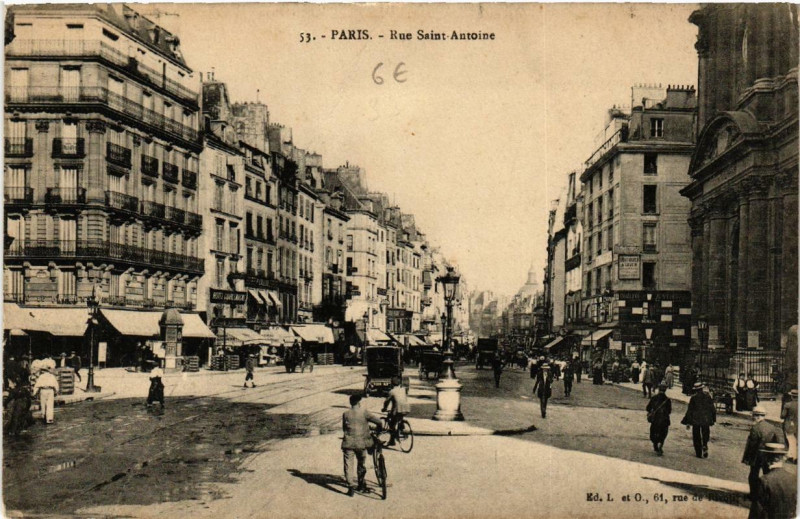 Carte postale ancienne Paris (4e) Rue Saint-Antoine à Paris 4e