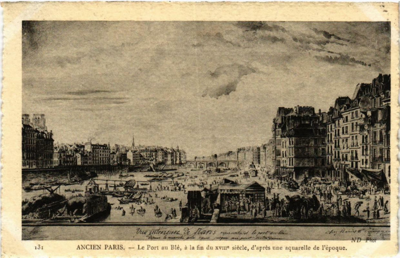 Carte postale ancienne Paris (4e) Ancien Paris Le Port au Ble. a a fin du 18e siecle à Paris 4e