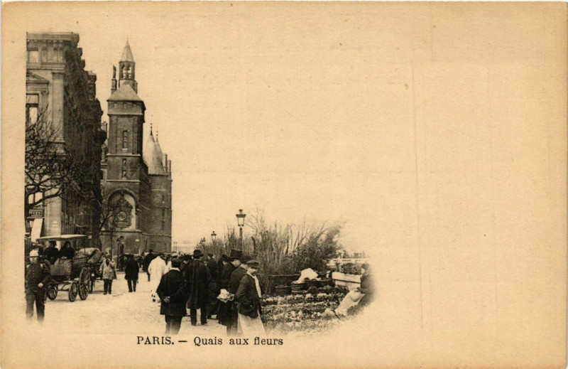 Carte postale ancienne Paris 1e Quais aux Fleurs à Paris 1er