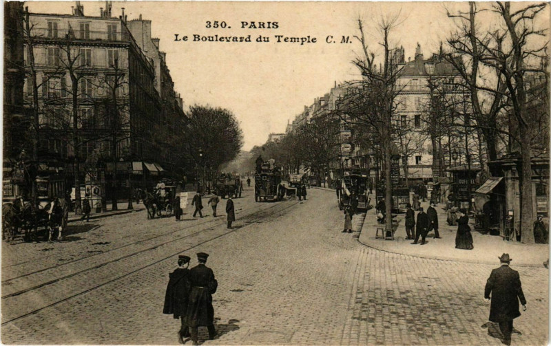Carte postale ancienne Paris 3e Boulevard du Temple ed. C.M à Paris 3e