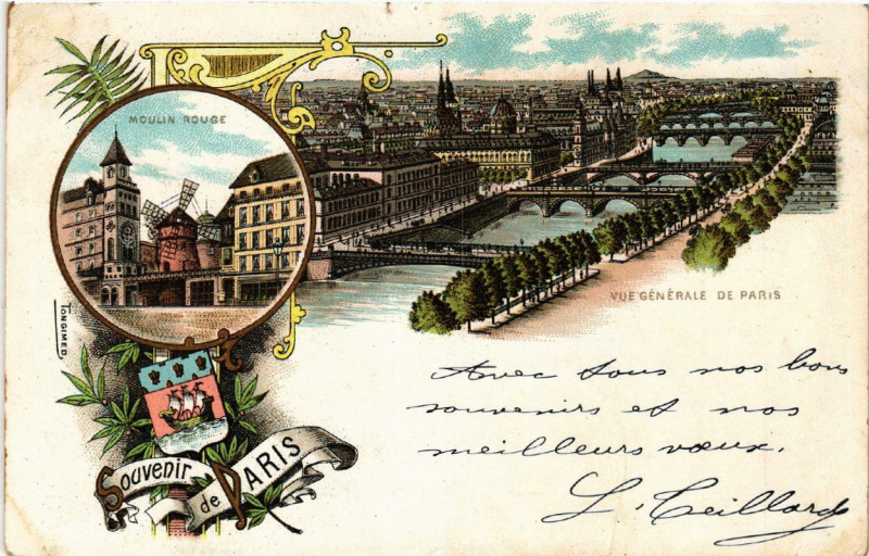 Carte postale ancienne Paris (1e) vue générale de Paris Litho à Paris 1er