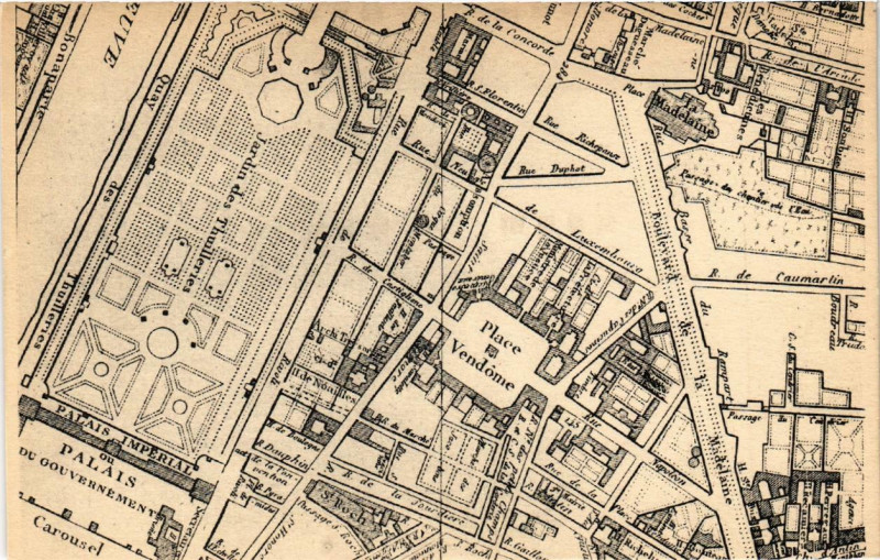 Carte postale ancienne Paris (1e) en 1808. Plan publie par Maire à Paris 1er