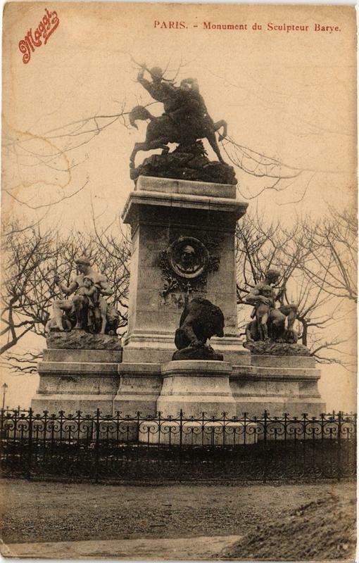 Carte postale ancienne Paris Monument du Sculpteur Barye à Paris