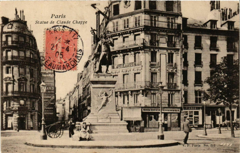 Carte postale ancienne Paris 7e Statue de Claude Chappe ed. V.P. Paris à Paris 7e