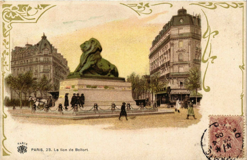 Carte postale ancienne Le lion de Belfort à Paris 14e